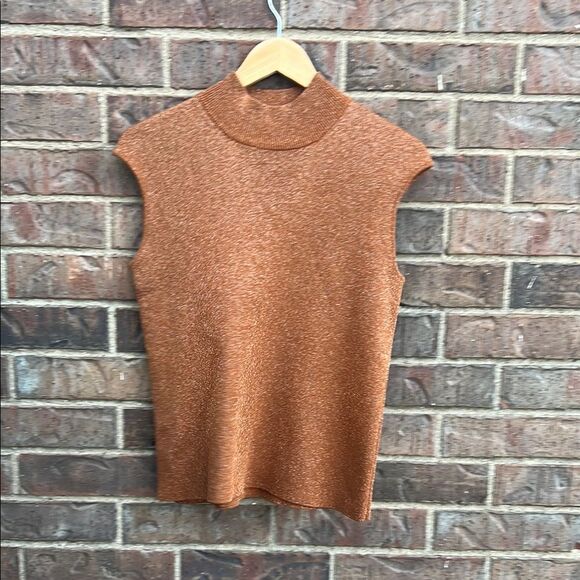 Coldwater Creek Women’s Chic Sparkle Copper Fall Sleeveless Knit Top M - Picture 4 of 14